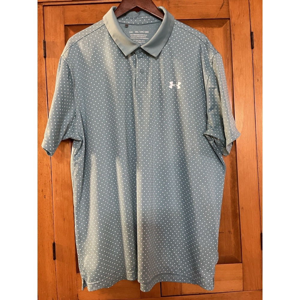 under armour Men's 2Xl Performance Polo Blue Polka Dot Spring Golf